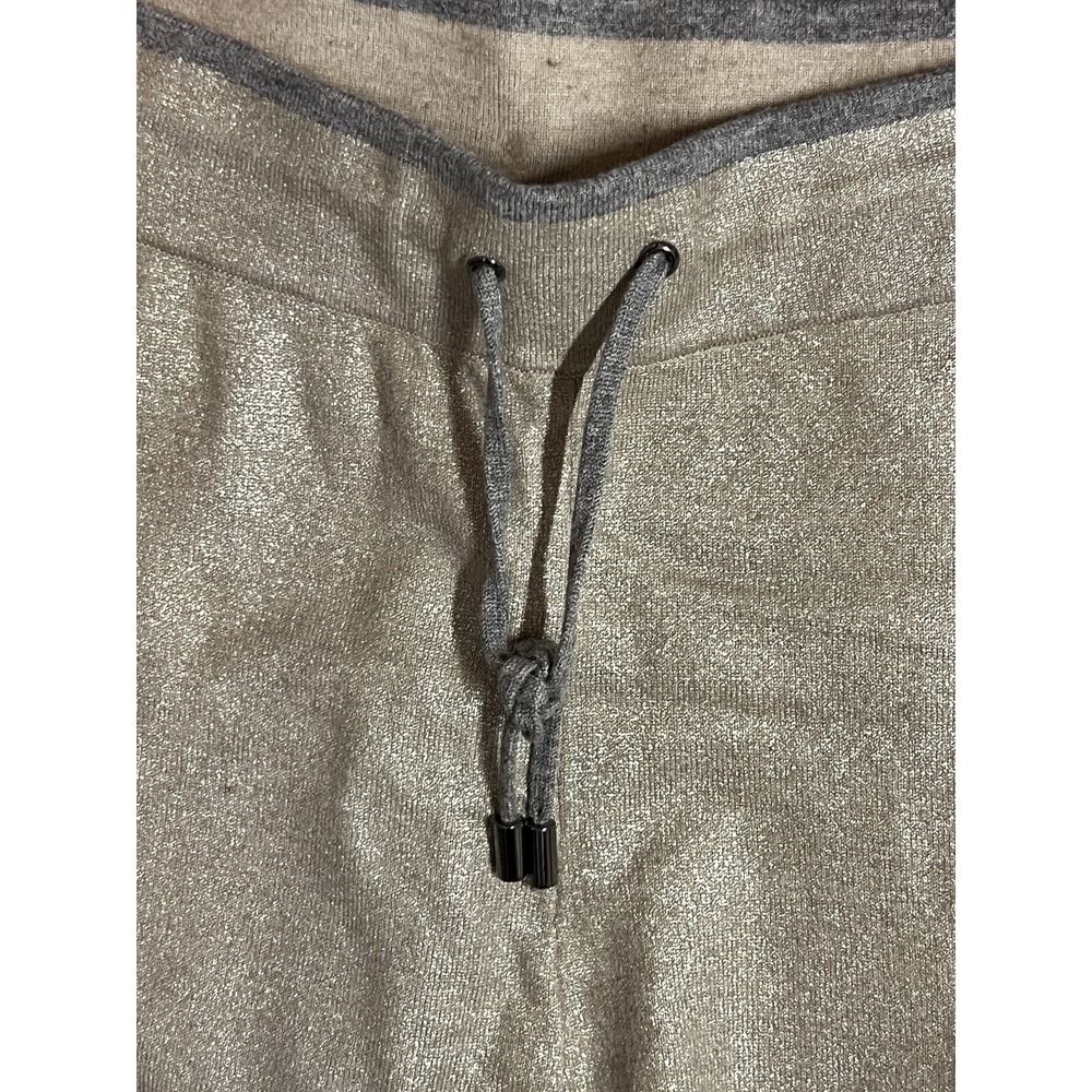 Chico's Women's Gold Shimmer Sparkle Drawstring Crop Wide Leg Activewear Pants - Picture 6 of 11